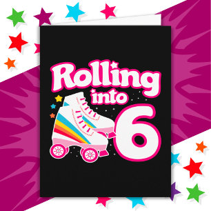 Carte 6e anniversaire Roller Skate 6 ans