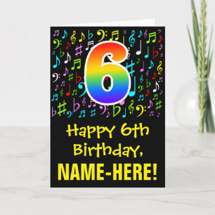 Carte 6e anniversaire : Symboles de musique colorée + Ar