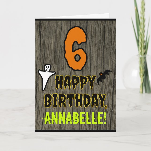 Carte 6e anniversaire : Thème d'Halloween Éffrayant + No (Devant)