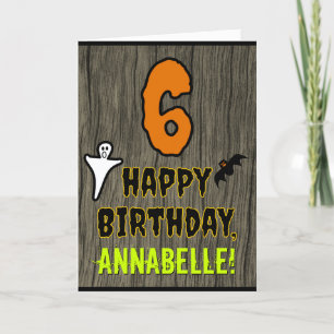 Carte 6e anniversaire : Thème d'Halloween Éffrayant + No