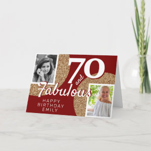Carte 70 ans et Fabuleux Paillettes Dorées 2 Photo 70e A