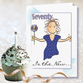 Carte 70 et fabuleuse Female Sweet Cartoon Anniversaire