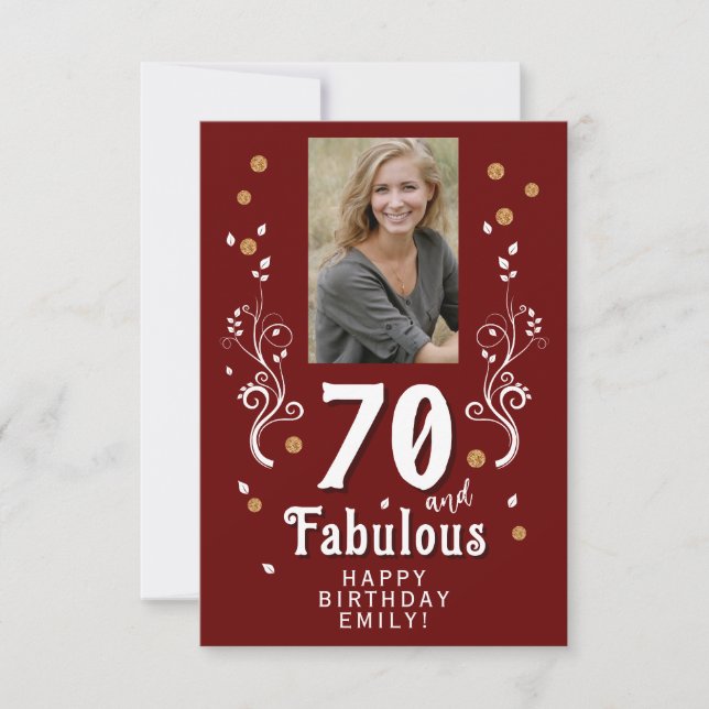 Carte 70 et fabuleux Foliage Rouge 70e anniversaire Phot (Devant)