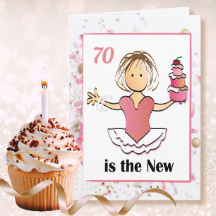 Carte 70 et fabuleux Pink mignon Cartoon Anniversaire