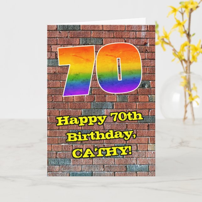 Carte 70e anniversaire : Arc en ciel inspiré par les gra (Fleur jaune)