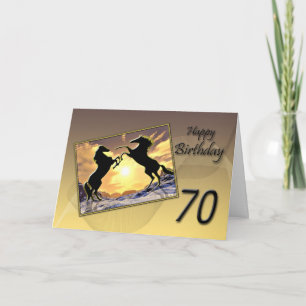 Carte 70e anniversaire avec chevaux d'élevage
