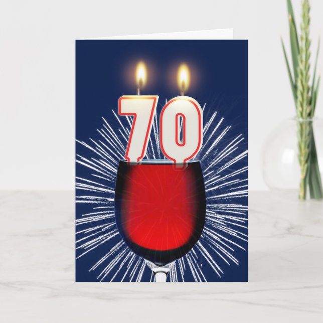 Carte 70e anniversaire avec vin et bougies (Devant)