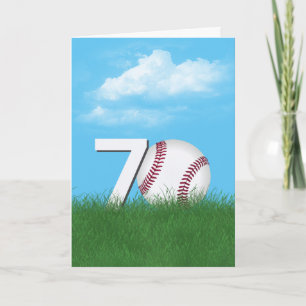 Carte 70e Anniversaire Baseball En Herbe Verte