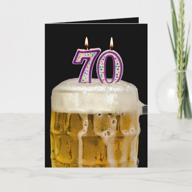 Carte 70e anniversaire Bière sur noir (Devant)