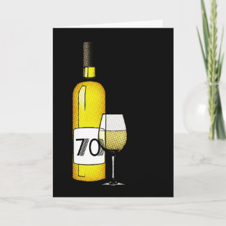 Carte 70e anniversaire : bouteille de vin & verre