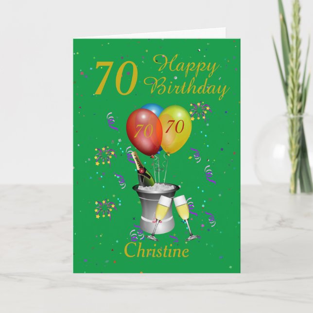 Carte 70e anniversaire Célébration Green Gold Card (Devant)