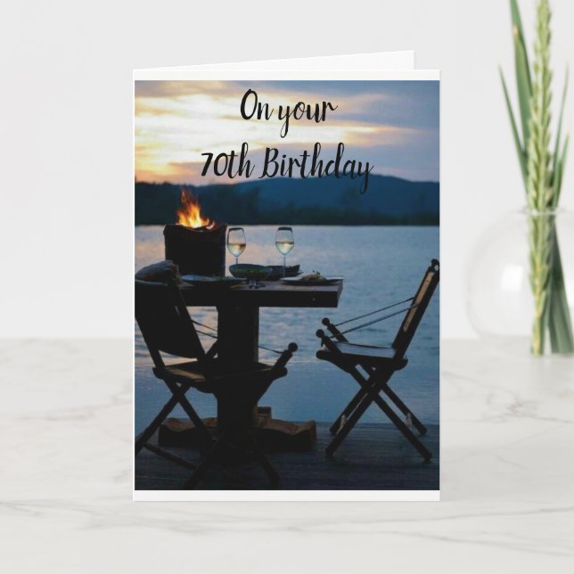 Carte "70e ANNIVERSAIRE" CÉLÉBRER LE STYLE DE LAC (Devant)