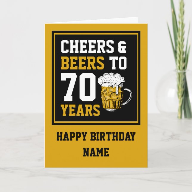 Carte 70e anniversaire Cheers & Beers à 70 ans (Devant)