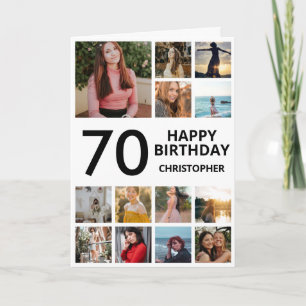 Carte 70e anniversaire Collage photo 13 photos noir blan