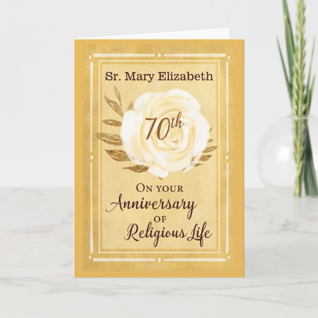 Carte 70e anniversaire de la vie religieuse Nonne Rose b (Devant)