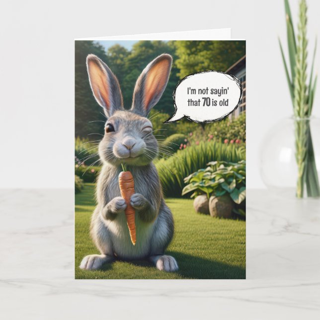Carte 70e Anniversaire de lapin en train de couler avec  (Devant)
