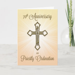 Carte 70e anniversaire de l'Ordination sacerdotale Gold 