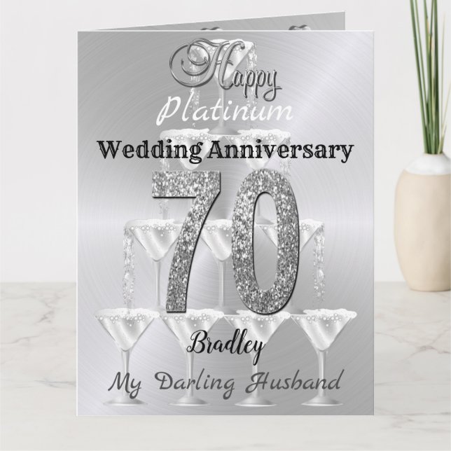 Carte 70e anniversaire de Mariage Platinum personnalisé (Devant)