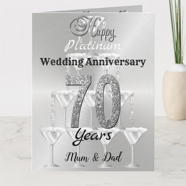 Carte 70e anniversaire de Mariage Platinum personnalisé (Devant)