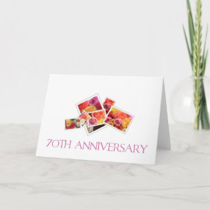 Carte 70e anniversaire du Mariage bouquet de rose mixte
