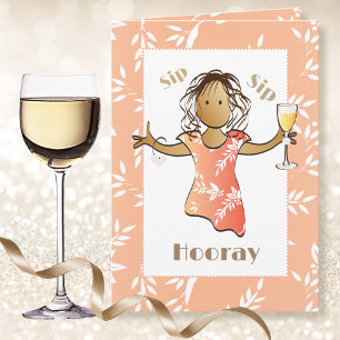 Carte 70e Anniversaire Femme Douce Carton mignon Champag