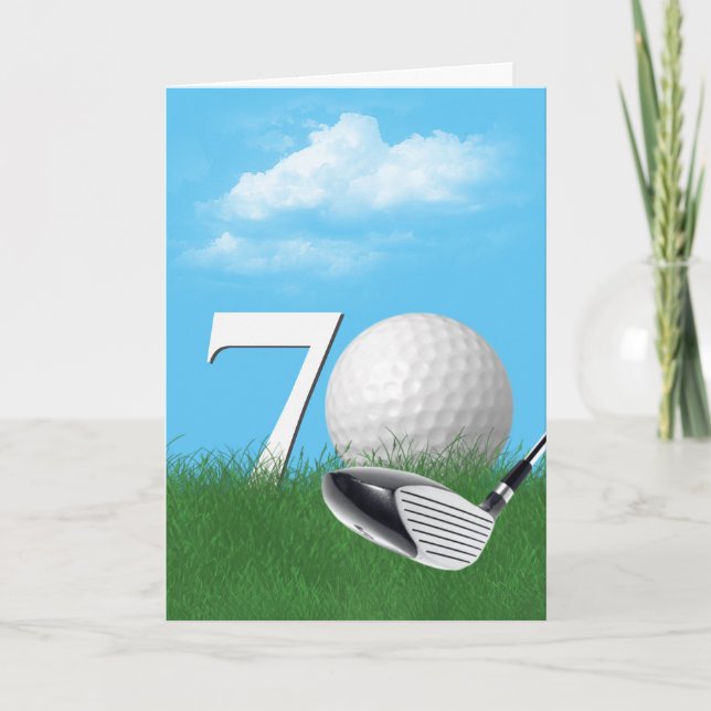 Carte 70e Anniversaire Golf Ball In Grass (Devant)
