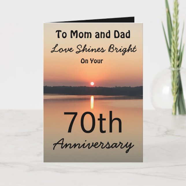 Carte 70e Anniversaire Maman Papa Amour Brille Coucher d (Devant)