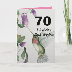 Carte 70e anniversaire Meilleurs voeux 70 Fleur de colib