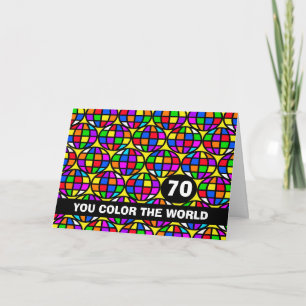 Carte 70e anniversaire monde lumineux et coloré