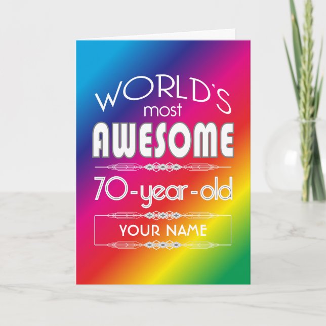 Carte 70e Anniversaire Mondes meilleur arc-en-ciel fabul (Devant)