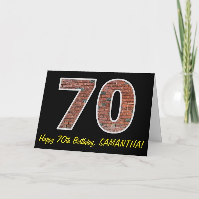Carte 70e anniversaire - Motif de mur de briques "70" av (Devant)
