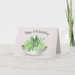 Carte 70e anniversaire Plante succulent sur Terrazzo