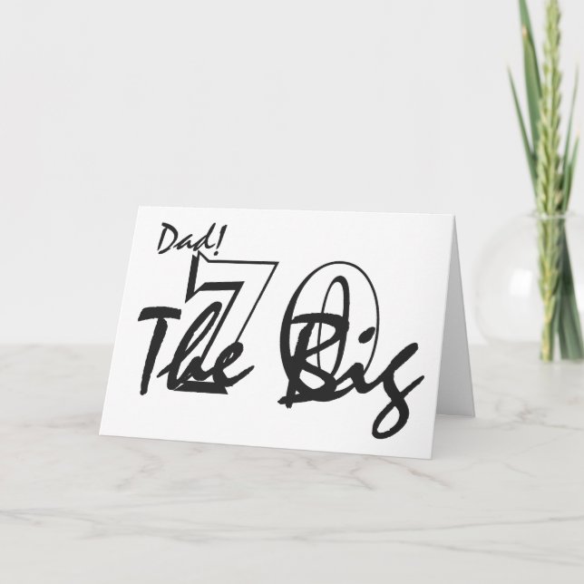 Carte 70e anniversaire pour papa, lettres noires sur bla (Devant)