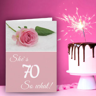 Carte 70e anniversaire pour sa rose rose drôle motivatio