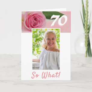 Carte 70e anniversaire Rose rose photo positive Annivers