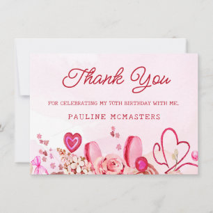 Carte 70e anniversaire Rose rose Tourbillonnant Merci de