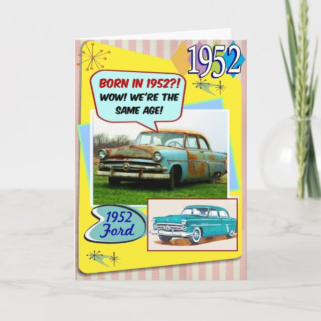 Carte 70e anniversaire ! Wow, même âge que cette Chevy 1 (Devant)
