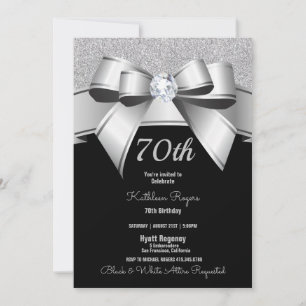 Carte 70e fête d'anniversaire Black & Silver Parties sci