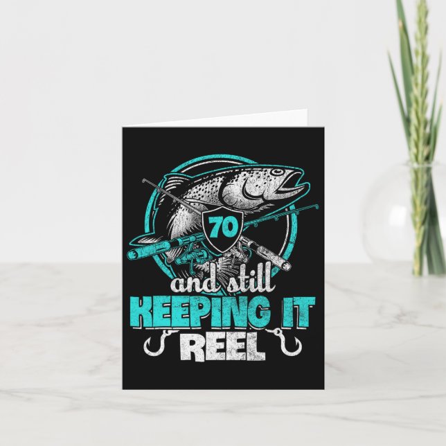Carte 70e Pêche drôle Anniversaire Chemise pêcheur Keepi (Devant)