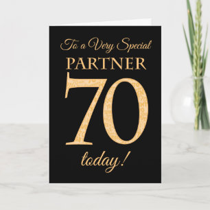 Carte 70ème effet Gold sur le noir, pour l'anniversaire 
