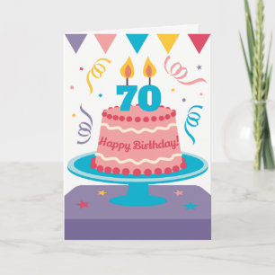 Carte 70th Birthday Cake : Personnalisable !