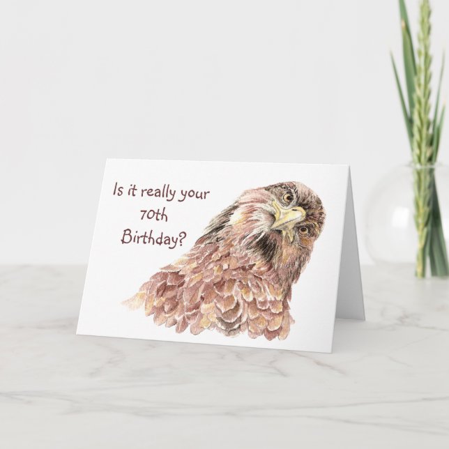 Carte 70th Birthday Funny Insulting Cute Curious Bird (Devant)