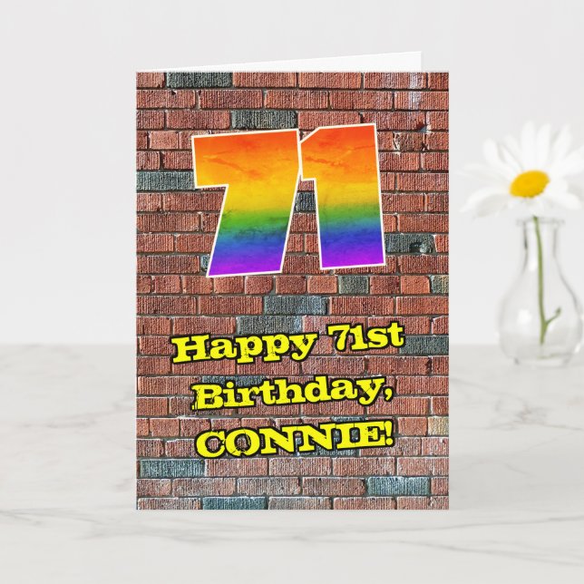 Carte 71e anniversaire : Arc-en-ciel amusant inspiré par (Petite plante)