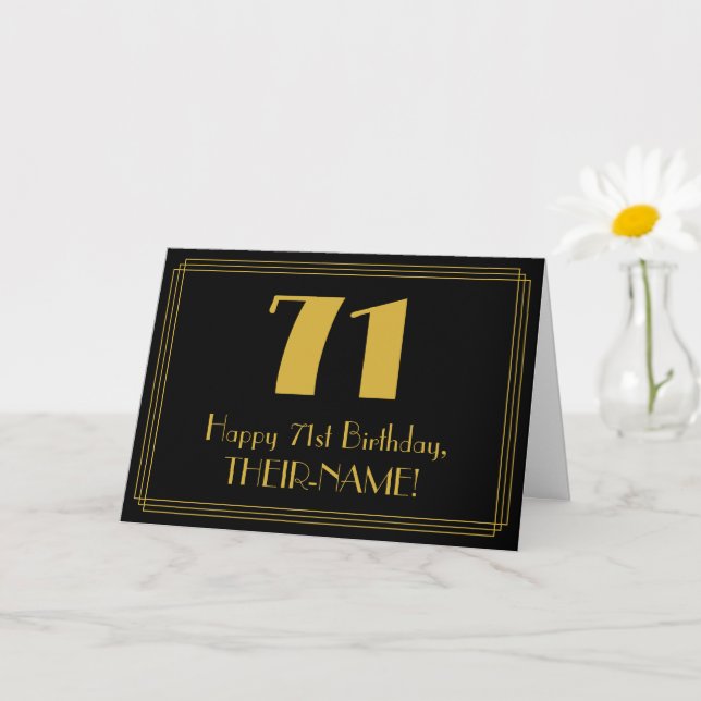 Carte 71e anniversaire : Art Déco Inspiré Look "71" + No (Petite plante)