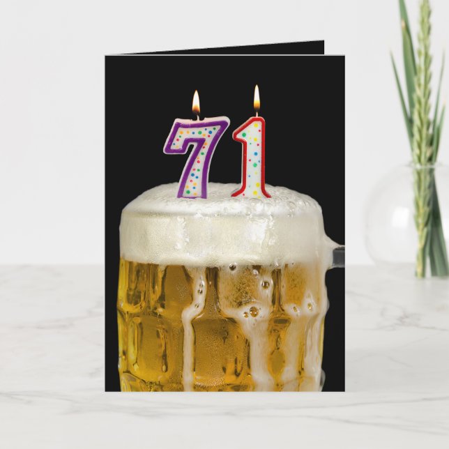 Carte 71e Anniversaire Bière en noir (Devant)