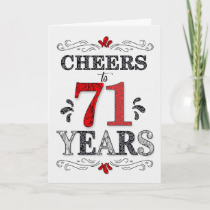 Carte 71e anniversaire Cheers en Motif noir blanc rouge
