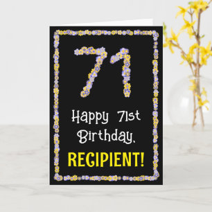 Carte 71e anniversaire : Floral Flowers Numéro, Nom pers
