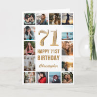 71e Joyeux Anniversaire Collage photo d'or et de b