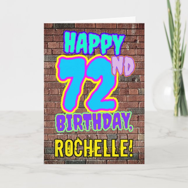 Carte 72e anniversaire - Amusant, Graffiti urbain inspir (Devant)
