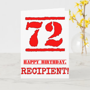Carte 72e anniversaire : Amusant, Timbre en caoutchouc r